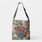 Italienische Rot- und Blautönen mit üppigen Blätte Tragetaschen Mit Langen Trägern (Rückseite)