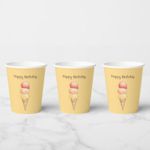 Italienische rote gelbe Gelato-Eiscreme-Kegel-Gebu Pappbecher