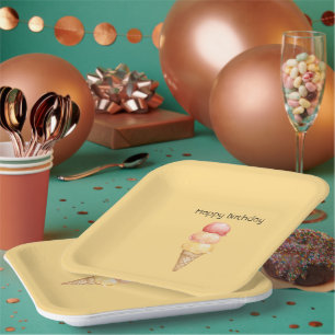 Italienische rote gelbe Gelato-Eiscreme-Kegel-Gebu Pappteller