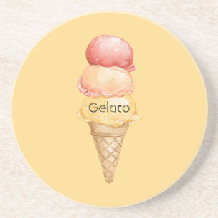Italienische rote gelbe Gelato-Eiscreme-Waffel Getränkeuntersetzer