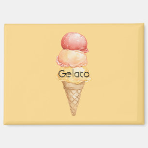 Italienische rote gelbe Gelato-Eiscreme-Waffel Magnet