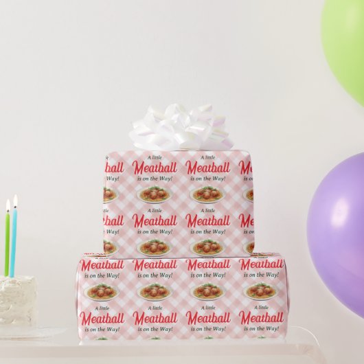 Italienische rote Gingham-Fleischbällchen-Pasta-Ba Geschenkpapier (Partygeschenke)