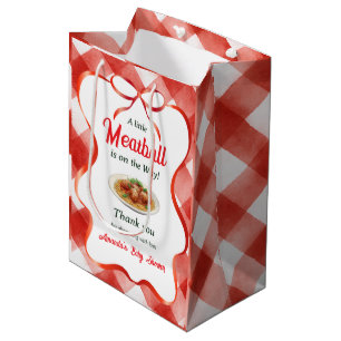 Italienische rote Gingham-Fleischbällchen-Pasta-Ba Mittlere Geschenktüte