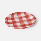 Italienische rote Gingham-Fleischbällchen-Pasta-Ba Pappteller (Schrägansicht)