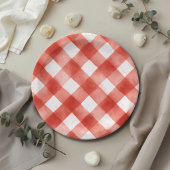Italienische rote Gingham-Fleischbällchen-Pasta-Ba Pappteller
