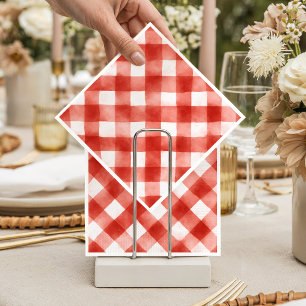 Italienische rote Gingham-Fleischbällchen-Pasta-Ba Serviette