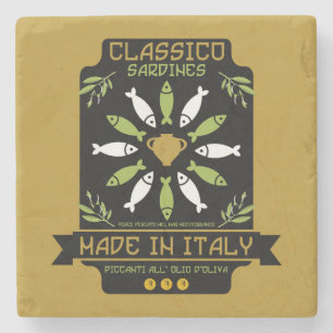 Italienische Sardinen Kunst Druck Küchengeschenk Steinuntersetzer