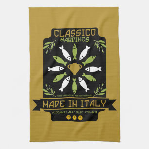 Italienische Sardinen-Kunstposter Küchengeschenk Geschirrtuch