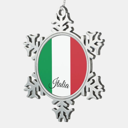 Italienische Schneeflocke, italienische Flagge Schneeflocken Zinn-Ornament (Rechts)