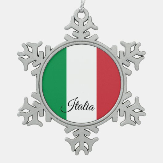 Italienische Schneeflocke, italienische Flagge Schneeflocken Zinn-Ornament (Vorderseite)