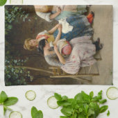 Italienische Seamresse und ein Junge mit einem gut Geschirrtuch (Gefaltet)