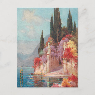 Italienische Seen Blumen Postkarte