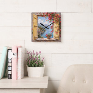 Italienische Seen-Fenster-Wanduhr Quadratische Wanduhr