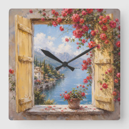 Italienische Seen-Fenster-Wanduhr Quadratische Wanduhr