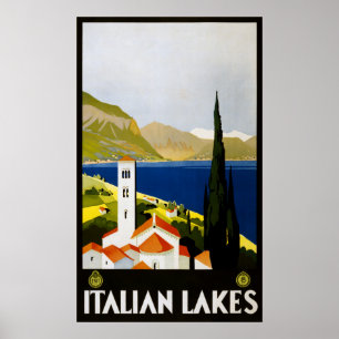 Italienische Seen Italien Vintage Reiseplakat Poster