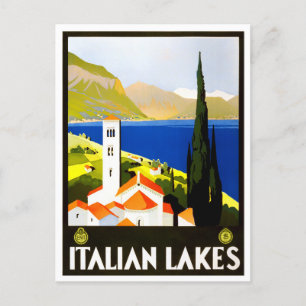 Italienische Seen Reisen im Vintage-Stil Postkarte