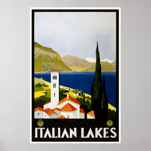 Italienische Seen Reiseplakat Vintage Italien Kuns Poster