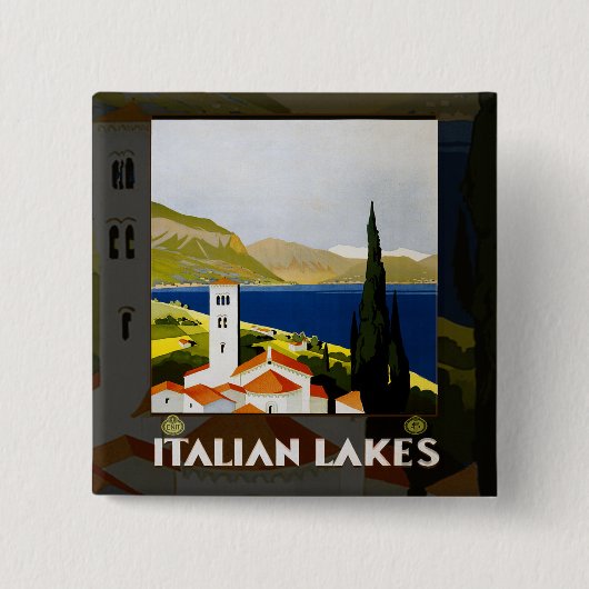 Italienische Seen Vintage Reisen Italien Button (Vorderseite)