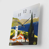 Italienische Seen Vintage Reisen Italien Quadratische Wanduhr (Winkel)