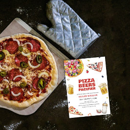 Italienische Slice Pizza Beer Schnuller Babydusche Einladung