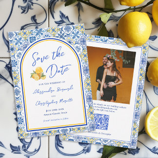 Italienische Sommer-Ziel-Hochzeit QR-Code Save The Date