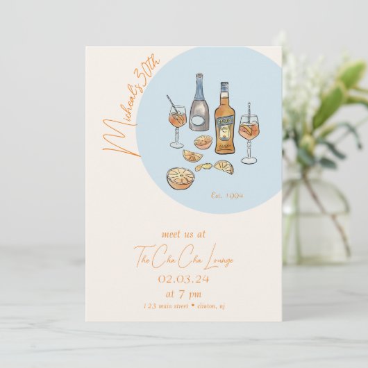 Italienische Spritz Birthday Einladung (Stehend Vorderseite)