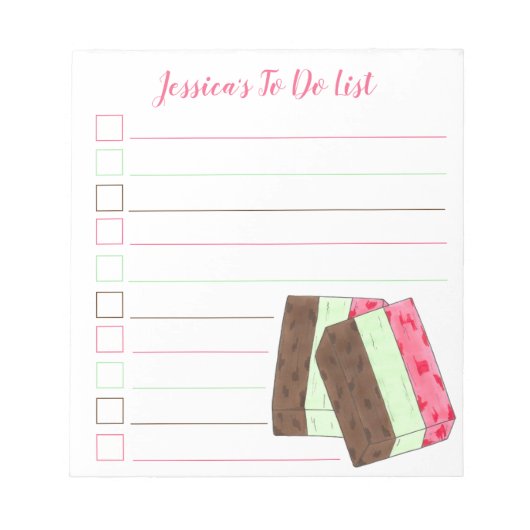 Italienische Spumoni-Eiscreme Personalisiert zu fü Notizblock (Vorderseite)