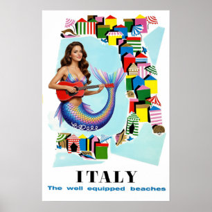 Italienische Strand Reiseplakat Poster
