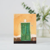 Italienische Straße | Grüne Tür auf gelber Mauer, Postkarte (Stehend Vorderseite)