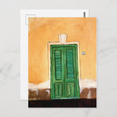 Italienische Straße | Grüne Tür auf gelber Mauer,  Postkarte (Vorne/Hinten)