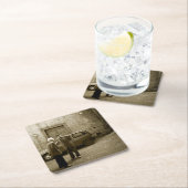 Italienische Straßenszene im Sepia-Untersetzer Rechteckiger Pappuntersetzer (Vor Ort)