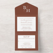 Italienische Sunset Orange Minimalistisch Monogram All In One Einladung (Innen Boden)