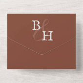 Italienische Sunset Orange Minimalistisch Monogram All In One Einladung (Rückseite)