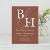 Italienische Sunset Orange Minimalistisch Monogram Einladung (Stehend Vorderseite)