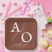 Italienische Sunset Orange Minimalistisch Monogram Pappteller (Party)