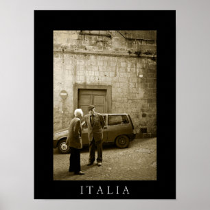 Italienische Szene sepia und schwarzes Poster druc