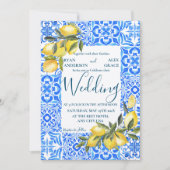 Italienische Tile Wasserfarbe mit Lemon Wedding Einladung (Vorderseite)