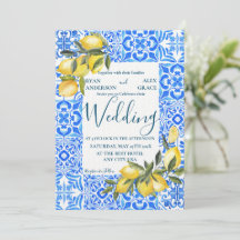 Italienische Tile Wasserfarbe mit Lemon Wedding
