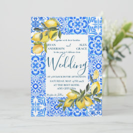 Italienische Tile Wasserfarbe mit Lemon Wedding Einladung