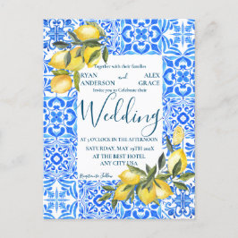 Italienische Tile Wasserfarbe mit Lemon Wedding Postkarte