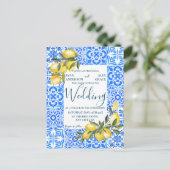 Italienische Tile Wasserfarbe mit Lemon Wedding Postkarte (Stehend Vorderseite)