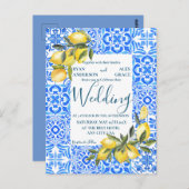 Italienische Tile Wasserfarbe mit Lemon Wedding Postkarte (Vorne/Hinten)