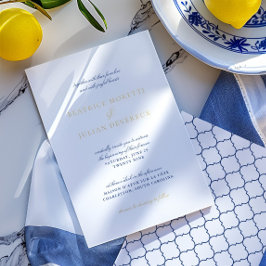 Italienische Tiles Blue & Gold Wedding Folieneinladung