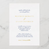 Italienische Tiles Blue & Gold Wedding Folieneinladung (Vorderseite)