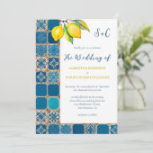 Italienische Tiles Lemon Mediterranean Wedding Einladung (Stehend Vorderseite)