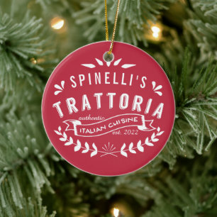 Italienische Trattoria   Vintage Restaurant Logo R Keramikornament