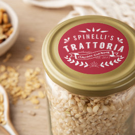 Italienische Trattoria Vintage Restaurant Logo Rot Runder Aufkleber