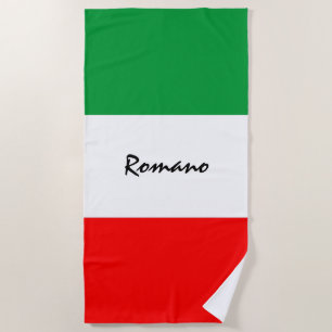 Italienische Tricolore-Flagge mit Name Strandtuch