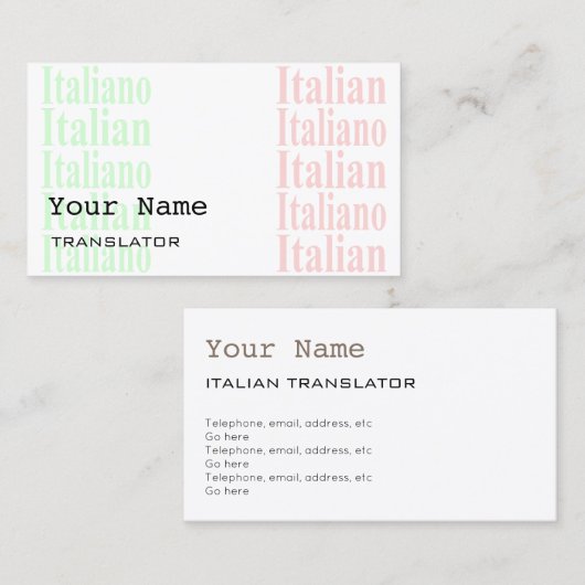 Italienische Übersetzer-oder Visitenkarte (Vorne/Hinten)
