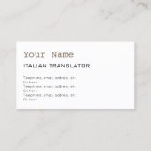 Italienische Übersetzer-oder Visitenkarte (Rückseite)